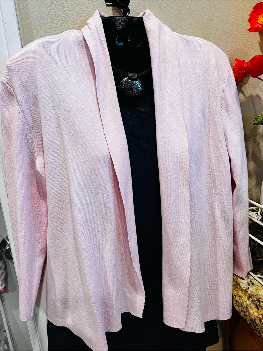 Light Pink Open Front Cardigan